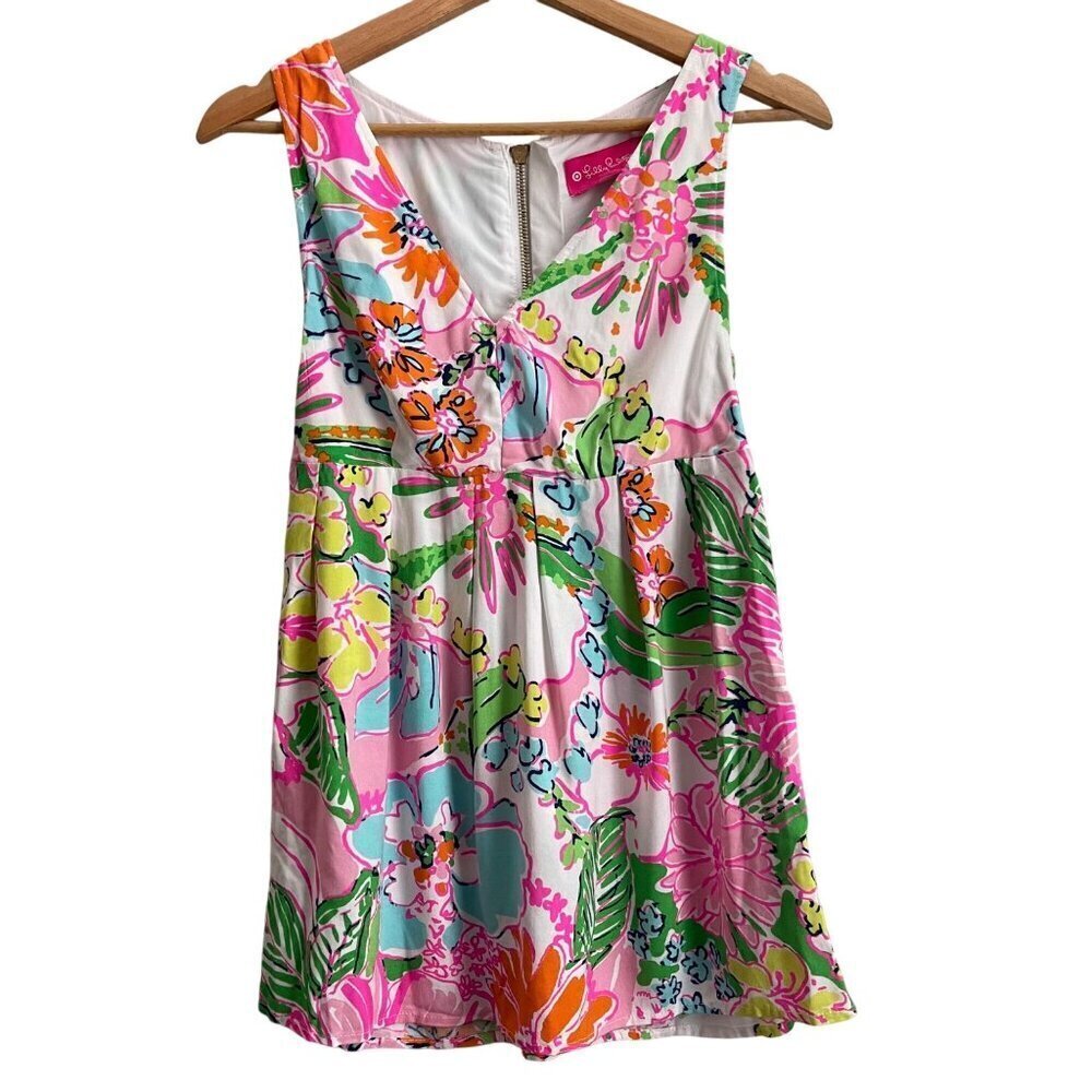 Lilly Pulitzer X Target Womens Babydoll Tank XS Deep V Floral Beach Tropical